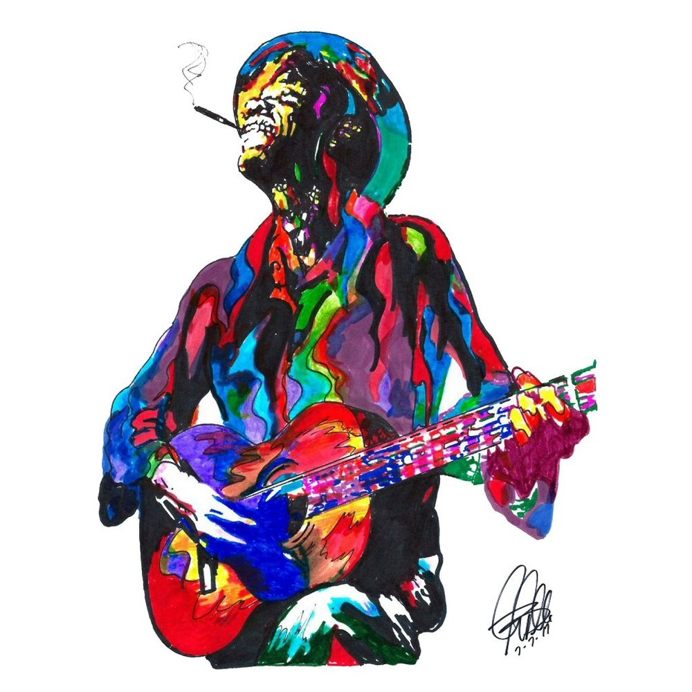 Lightnin Hopkins Singer Guitar Texas Blues Music Poster Print Wall Art 18x24